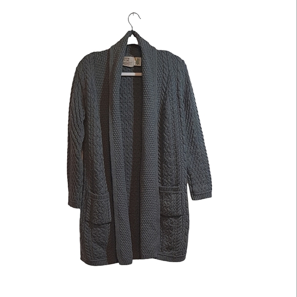 Aran Irish Merino Wool Women Open Front Long Sweater Cardigan Oversize S… - Picture 1 of 10